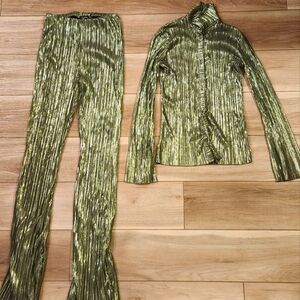 Metallic green tall pant set